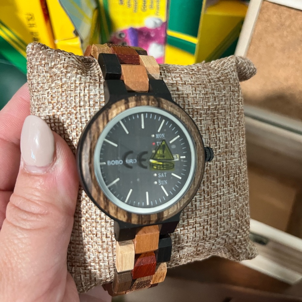 Bobo Bird Wooden Watch with Black and Brown Accents